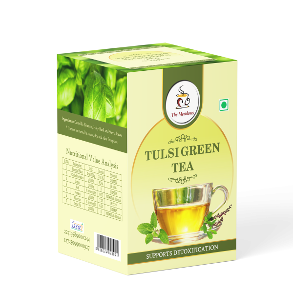 Holy Basil infused with Green Tea (Camellia Sinensis) | The Meadows Tulsi Green Tea | Calming | Support De-toxification | Anti-Depression | Immunity Booster | Controls Obesity